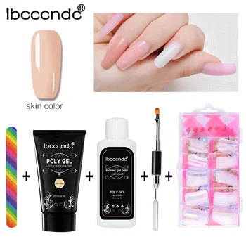 

Poly Gel Varnish Set Quick Builder Extension Hard Gel UV LED Lacquer Brush Nail Tips SSwell