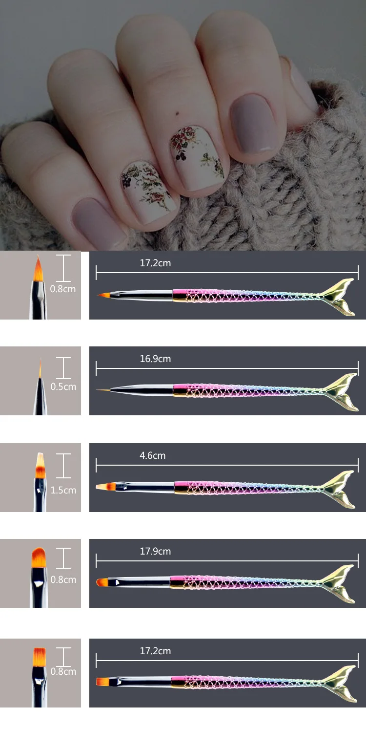 Художественная кисть для ногтей Русалка сотовая ручка полосы линии акриловый УФ гель Расширение строитель рисунок градиентная ручка