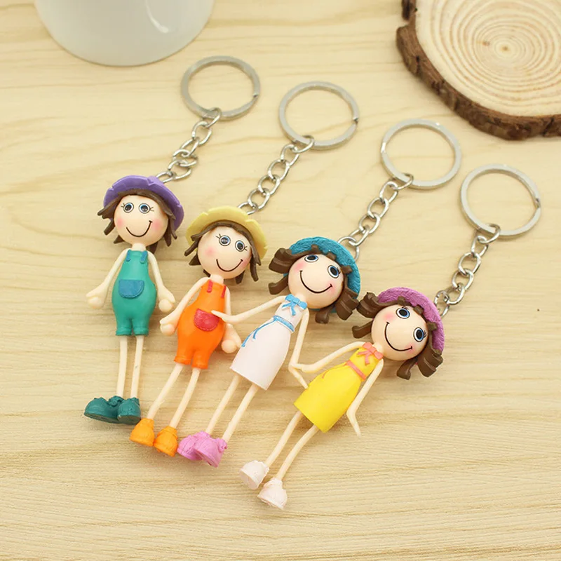 Mini Creative Key Chains Straw Hat Girl Boutique Personalized Lovely