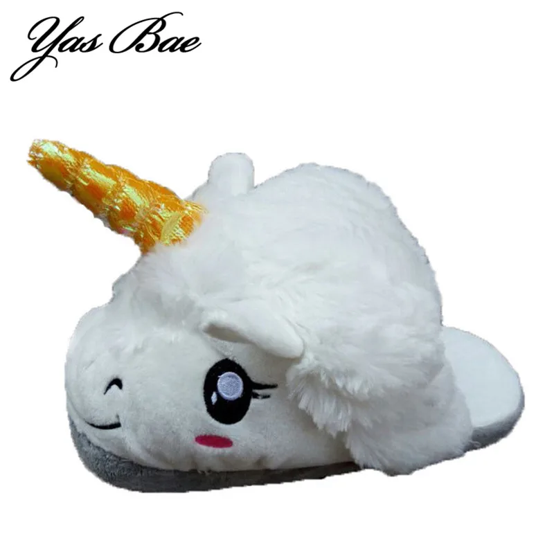 

Women Cute Funny Cartoon Emoji Unicorn Anime Animal House Slipper Home Shoe Adult Plush Pantufa Pantoufle Chausson Licorne Coral