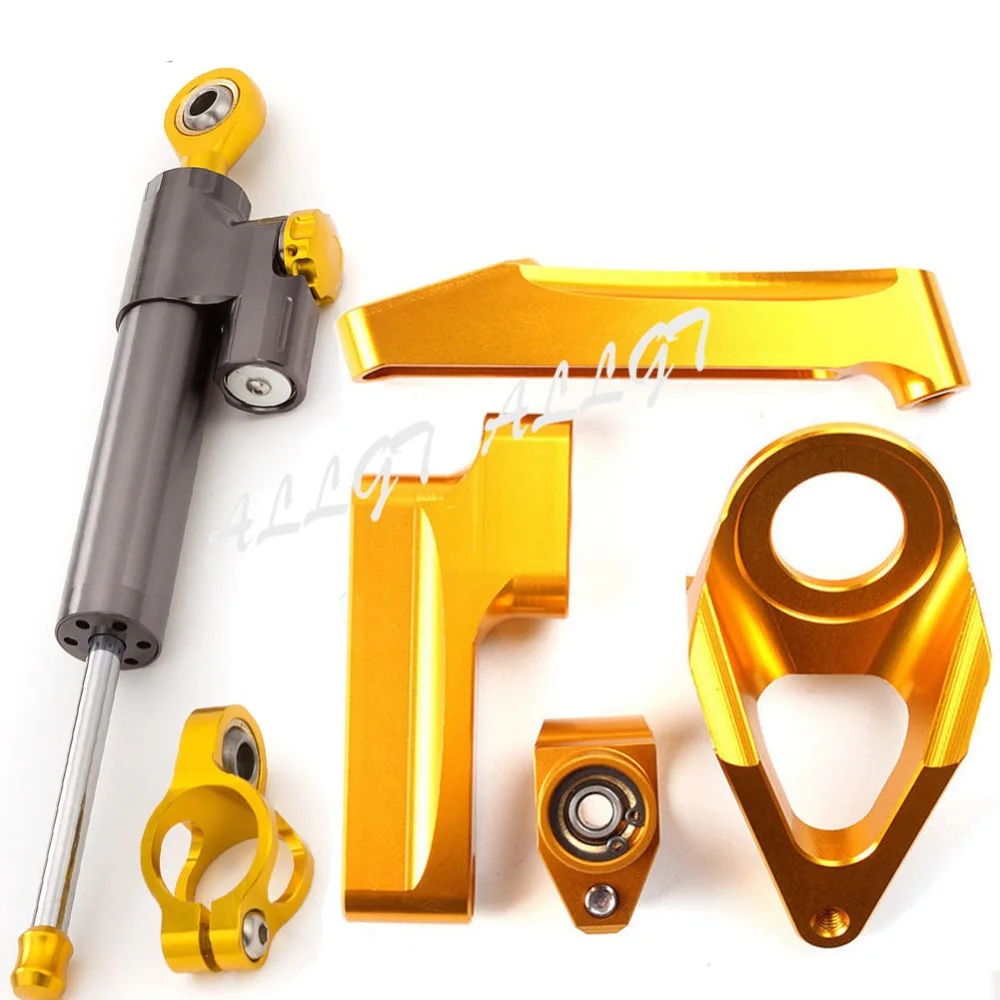 

ALLGT 1 Set Steering Damper Stabilizer Bracket Kit Mounting For Suzuki GSXR1300 1998-2008 2009 2010 2011 2012 2013 2014 2015