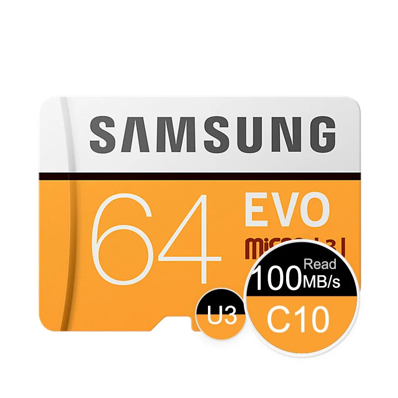 SAMSUNG EVO емкостью 64 Гб U3 слот для карт памяти Class10 Micro SD TF/SD карты C10 R100MB/S MicroSD XC UHS-1 Поддержка 4 K UItra HD - Capacity: 64GB