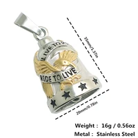 Restock Unisex 316L Stainless Steel Ride To Live, Live To Ride Cool Eagle Stars Biker Have Sound Ring Bell Pendant Newest Gift 1