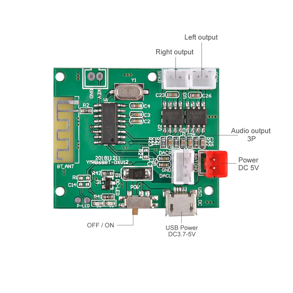 AIYIMA 5 Вт+ 5 Вт мини-усилитель Bluetooth плата Bluetooth 5,0 модуль стерео усилитель мощности декодер аудио с зарядкой