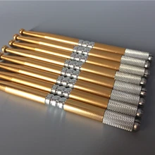 10 шт. ручная Татуировка ручка Перманентный макияж машинка для бровей microblading ручка с иглой желтого цвета