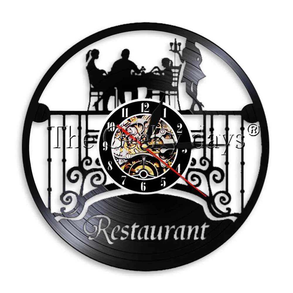 1Piece Family Dinner Time In Restaurant Vinyl Record Wall Clock