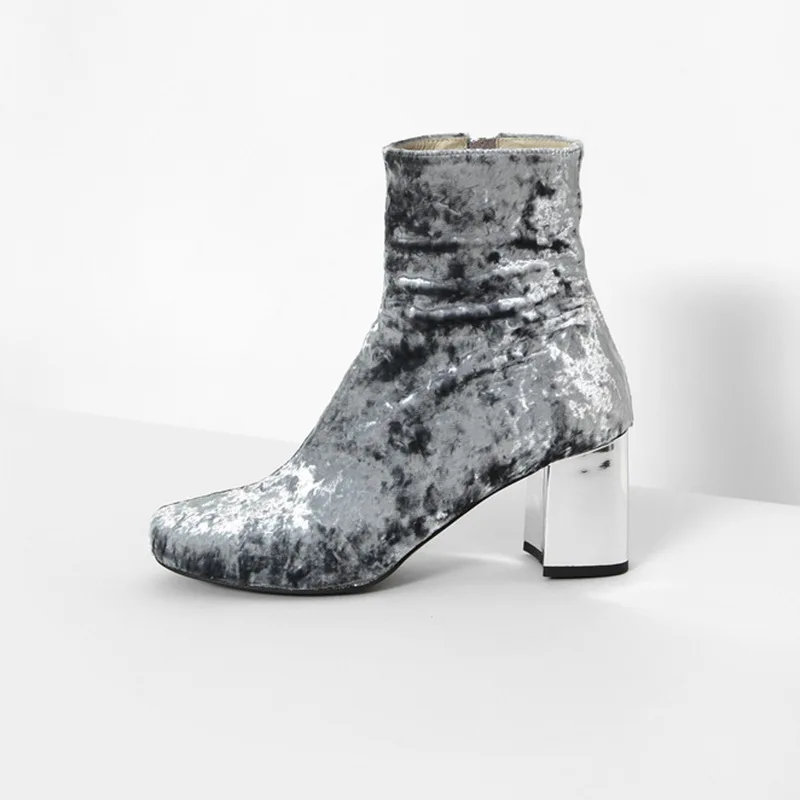K Chaussons blue Velours Bottines yellow Cm Hauts gray Fourrure 054 D'hiver Talons Femmes Bottes Rond 6 Rouge Rétro Designer Pink green red Pour Avec Bout TwxaCfdn