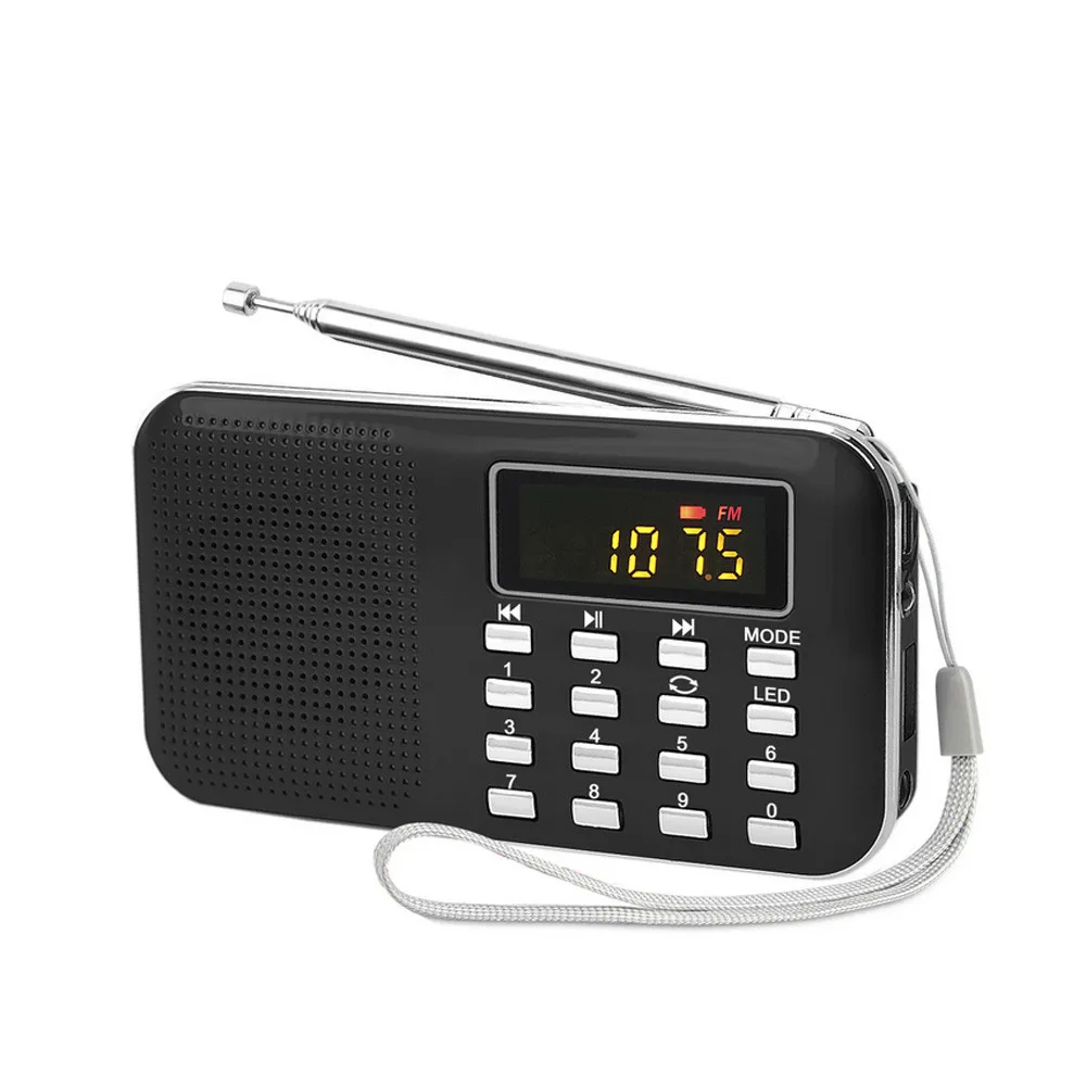 

Mini Radio Slim FM AM Radio Digital LCD World Supper Bass Speaker AUX USB TF LED Light Multi Function Portable Radio FM c0610