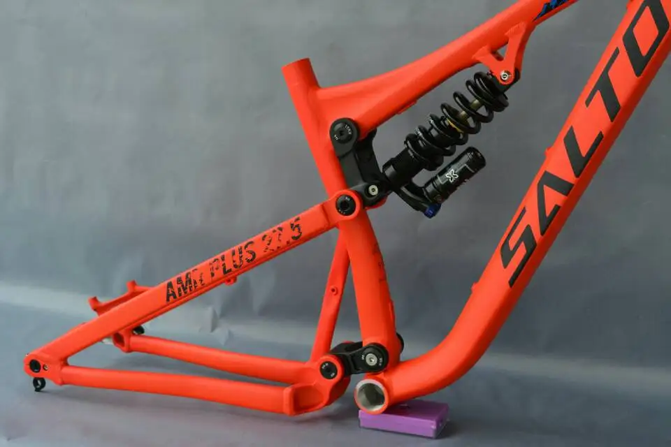 SALTO оранжевая рама из сплава MTB с полной подвеской, рама для горного велосипеда, задний амортизатор, рама 27,5 er, вал барабана 142*12 мм