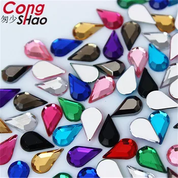 

Cong Shao 500PCS 6*10mm Colorful flatback Drop Acrylic Rhinestone trim Crystals and Stones costume crafts DIY Accessories CS311