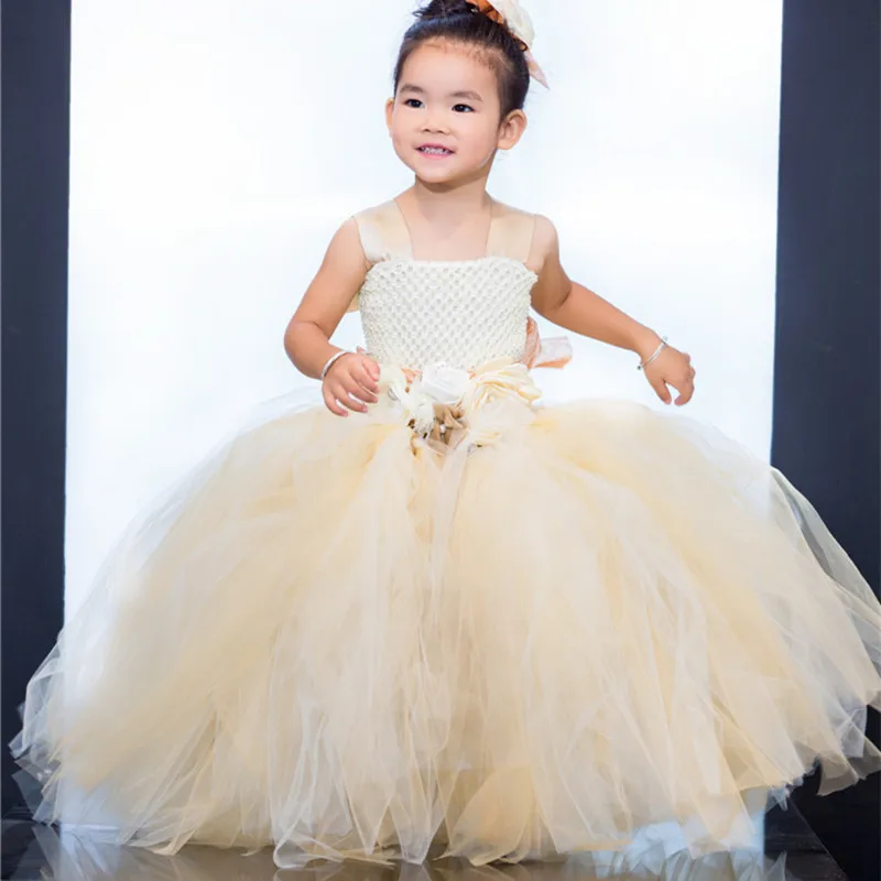 NEW HOT Nylon Tulle TUTU Flower Girl Dress Wedding Easter Junior Bridesmaid Dress Kids Party Princess