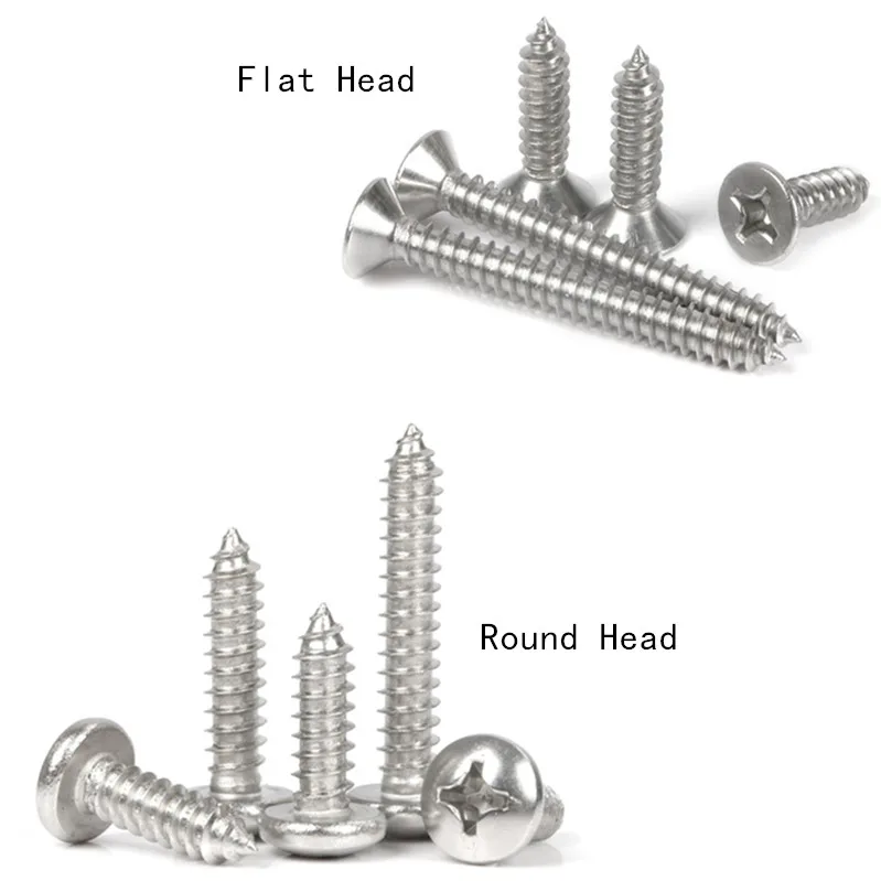 Нержавеющая сталь винтов Phillips M1/M1.2/M1.4/M1.7/M2/M2.2/M2.6* 3/4/5/6/8 мм винт с потайной плоской/с круглой головкой Самонарезающий винт с плоской головкой, болты