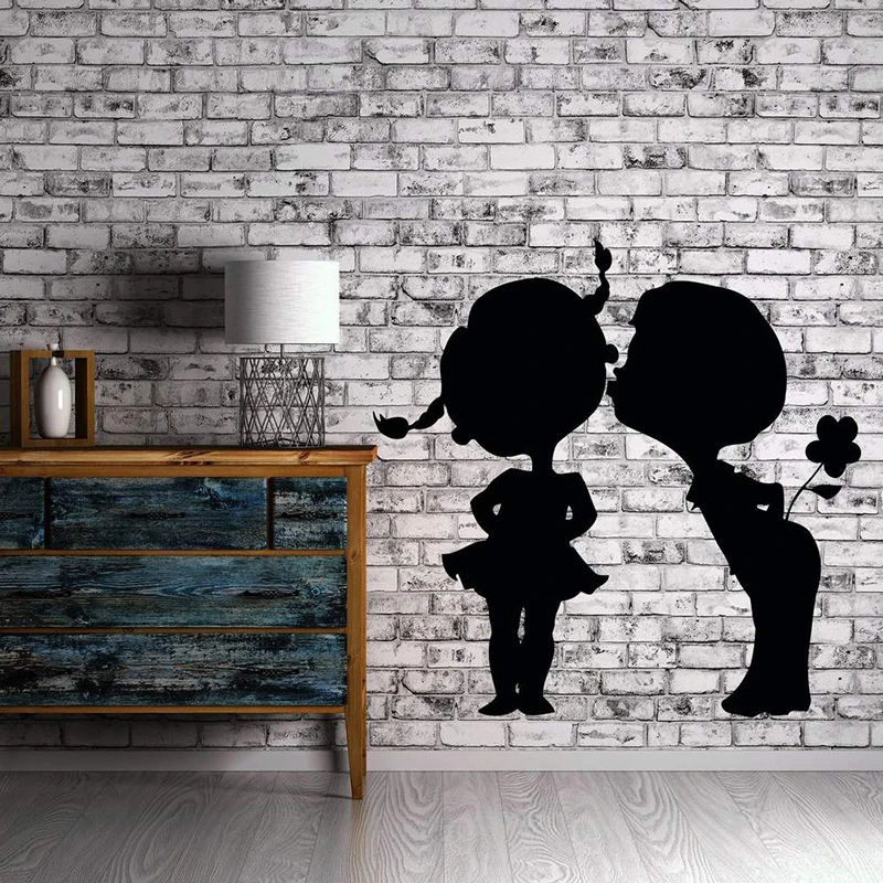 Kiss Kissing Vinyl Wall Decals Couple Romantic Love Kids Flower Decor