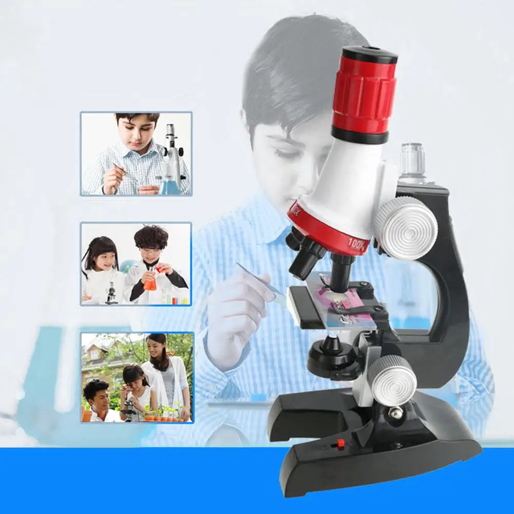 

New Microscope Kit Lab LED 100X-1200X Home School Educational Toy Gift Biological Microscope For Kids Child