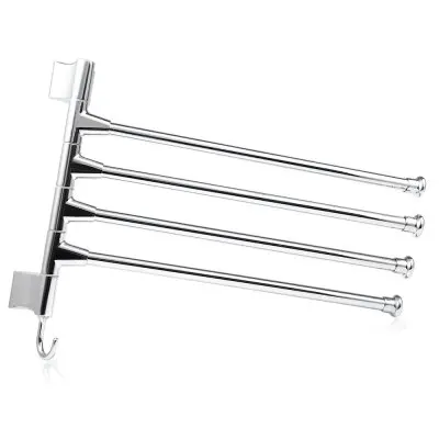 

4 Rods Stainless Steel Towel Bar Wall Mounted Rotating Rack Bathroom Accessory free shipping