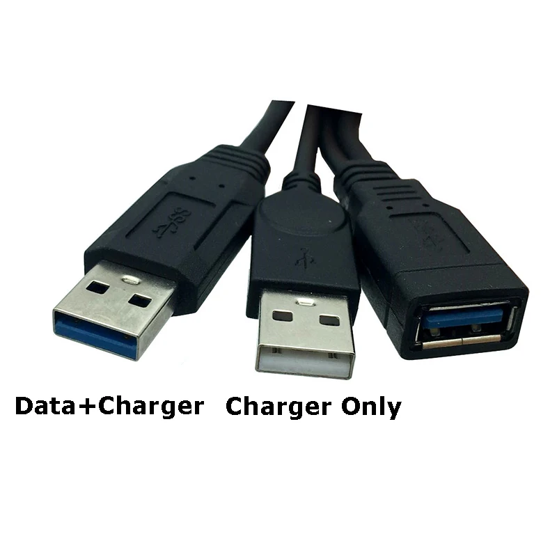 Черный USB 3 0 Женский двойной Мужской дополнительный кабель для передачи данных Y 2