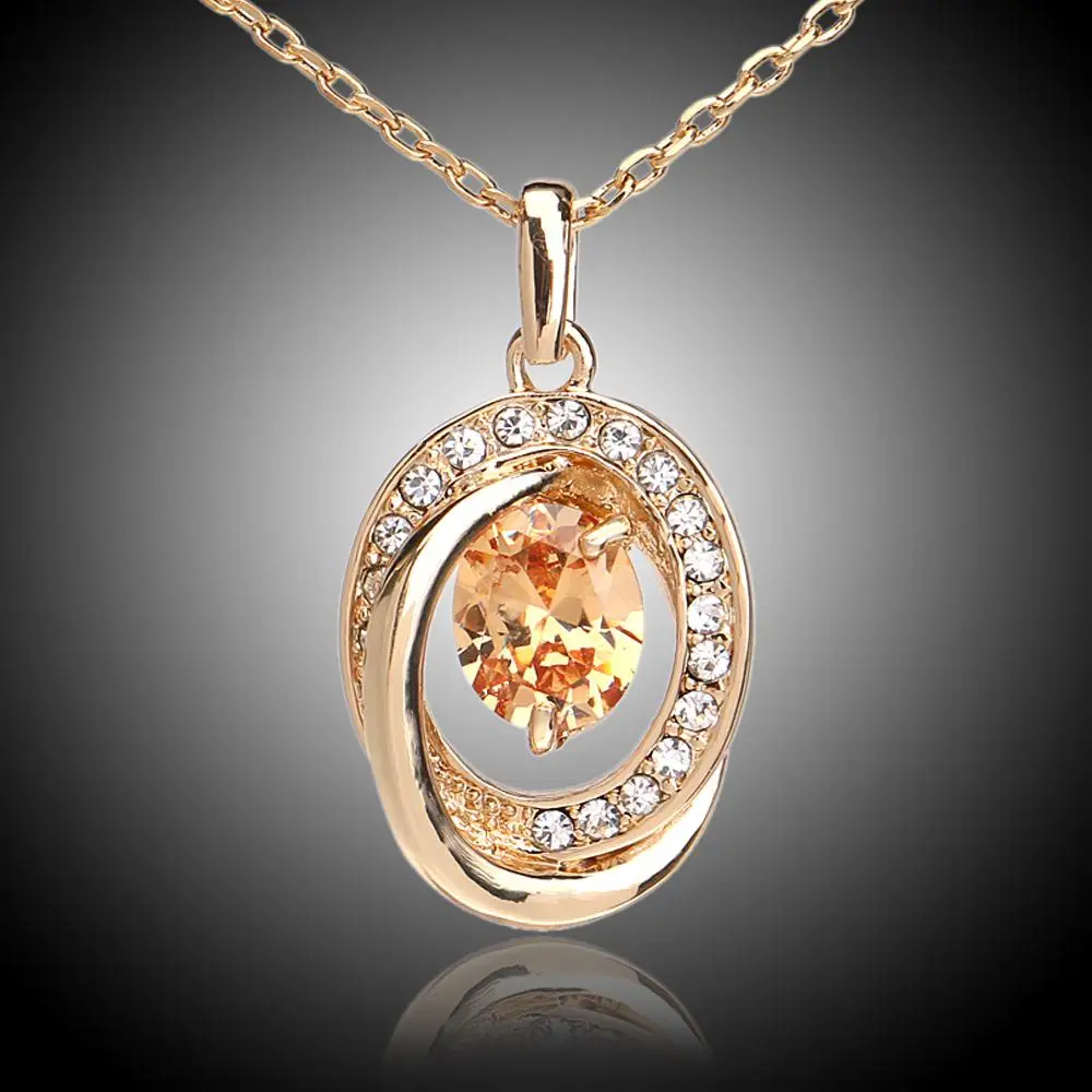 jewelry wholesale 18k gold plated color rhinestone alloy pendant austrian crystal necklace with ...