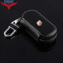 Männer/frauen Autoschlüssel Tasche Tasten Ketten Fall Halter Rindsleder Schlüssel Brieftasche Für Abarth Kostenloser Versand