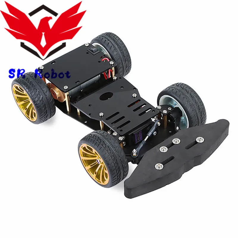 

4WD RC Smart Car Chassis With Metal Steering Gear Servo Bearing Kit Controlled By Arduino 4 Wheels Robot Model Diy RC Toy