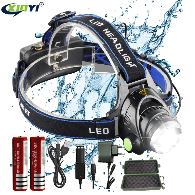

8000LM XML L2T6/ Led Headlamp Zoomable Headlight 3Mode Waterproof Head Torch flashlight lamp use18650 Rechargeable Battery