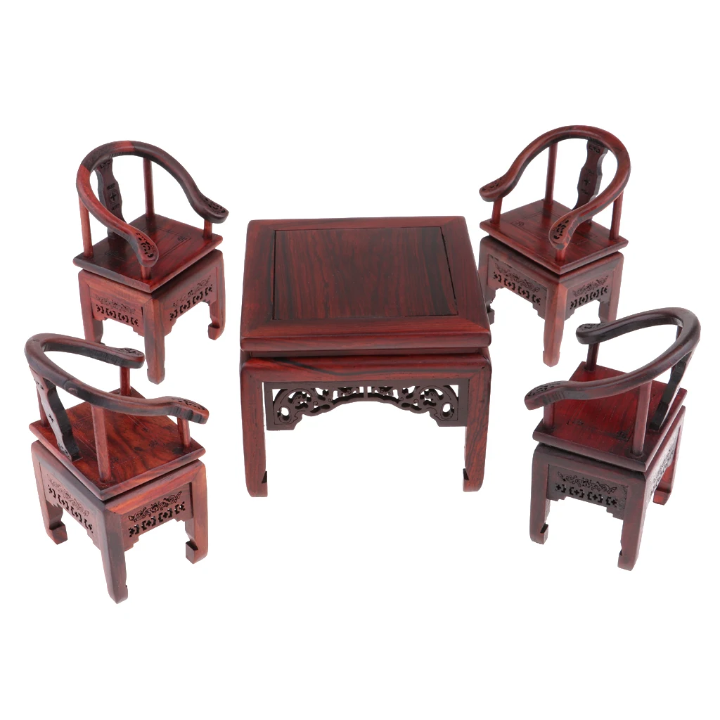 1/6 Scale Wooden Square Table Chair Dining Table Model For   Dolls House Furniture Collections