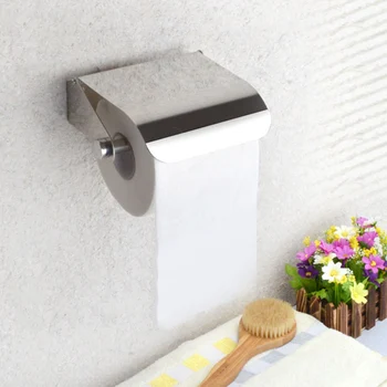 

Stainless Steel Bathroom Toilet Paper Holder Roll Tissue Box Wall Mounted Holder