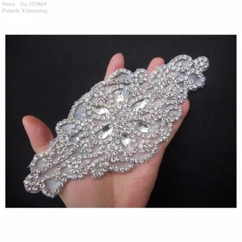

Free Shipping 1pc x Silver Beaded Glass Crystal Clear Rhinestone Appliques Embellishment Wedding Dancing Dress Decorating PRA118