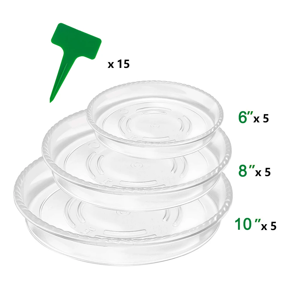 

15Pcs/set 3 difference size Clear Plastic Flowerpot Drip Tray Flower Plant Pot Saucer for Fleshiness Planter Garden Tools