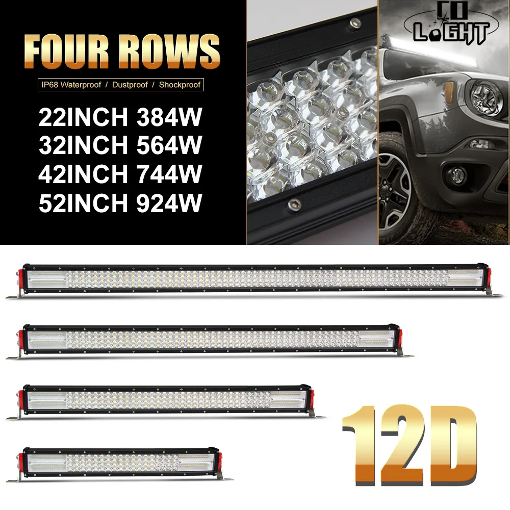 Co Light 12D 22 32 42 52 Pollici Led Light Bar Offroad Led Work Light Combo Auto Driving Light Per Lada Niva Atv 4X4 Truck 12V 24V