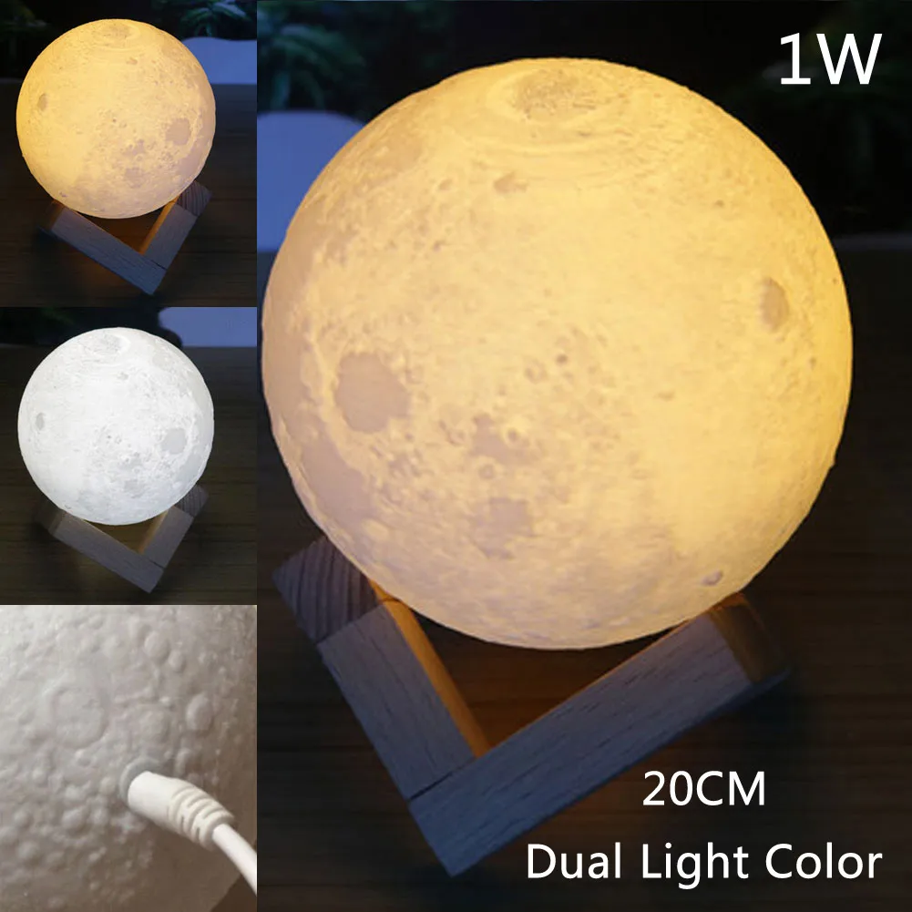 Спальня 3D LED двойной свет цвет лунный сенсорный стол ночник Луна светодиодная