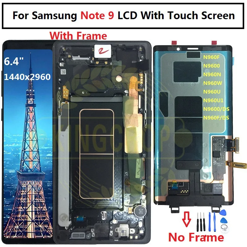 Для samsung Galaxy Note 9 lcd с рамкой дисплей сенсорный экран дигитайзер в сборе для samsung note9 lcd N960 N960F N960DS lcd