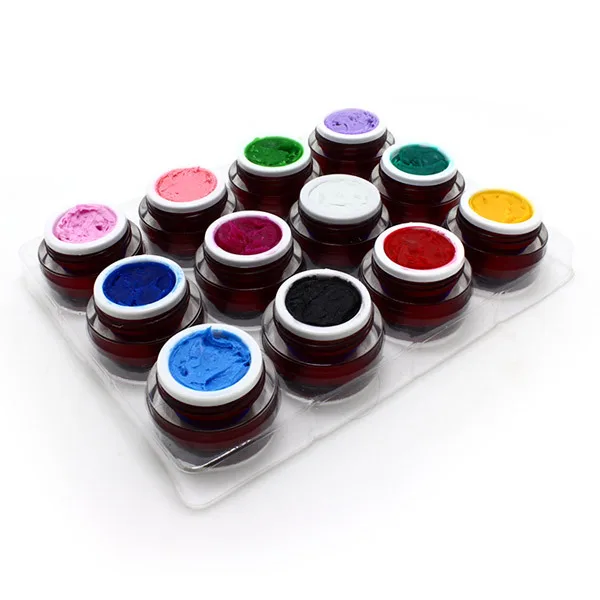 

3D 12 Colors Soak Off Gel Nail Polish Nail Art LED UV Gel Polish Builder Manicure Nail Gel Design Decoration Tools