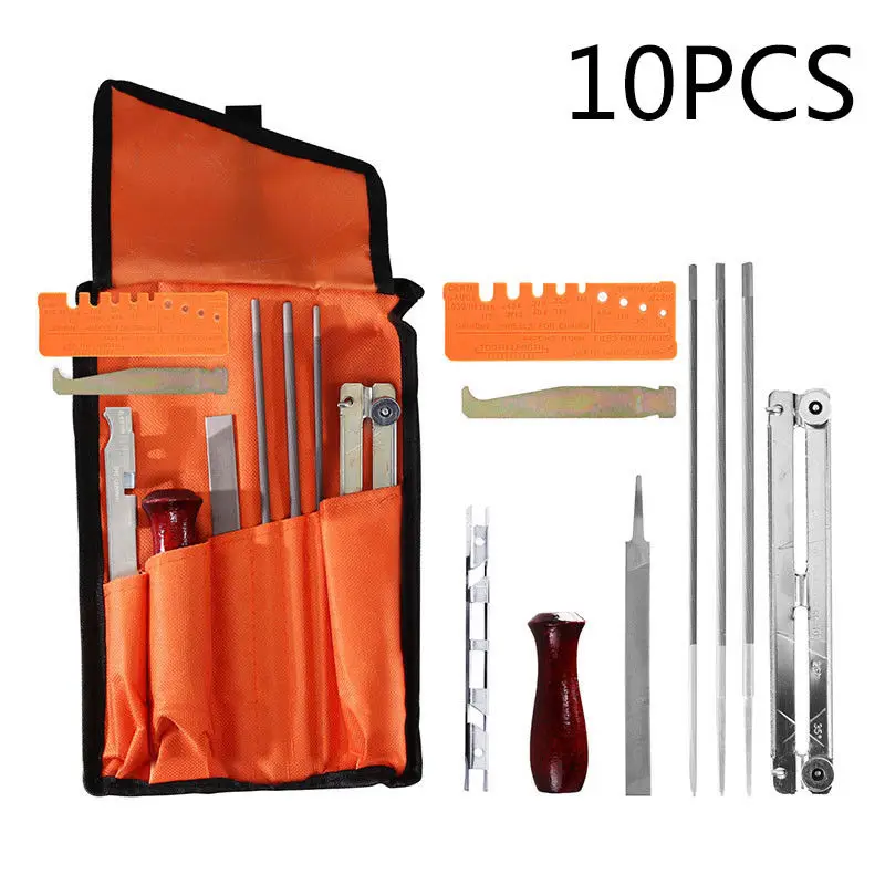10pcs Mayitr Garden Tools Parts Chainsaw Sharpening Kit Files Tool Chain Sharpen Saw Set