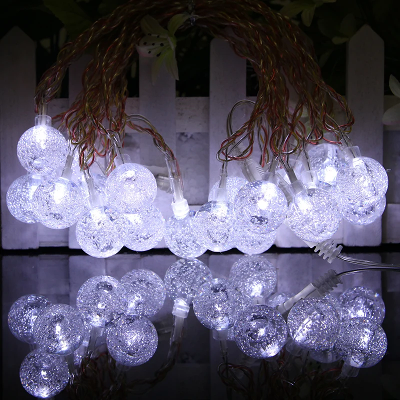 

5M 20 LED Festoon Fairy Lights Plastic Crystal Ball Garland String light Waterproof Christmas Party Holiday luces led decoracion