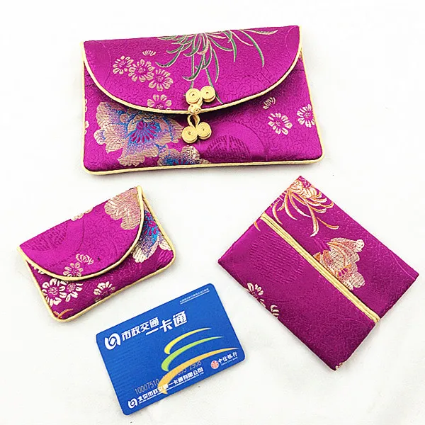 

Chinese style classical high-grade silk three-piece set change purse Multi-purpose handbags 2set/lot Jewelry bags
