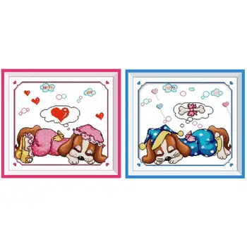 

Pink Blue Dream Pattern Counted Cross Stitch 11CT 14CT Cross Stitch Set Wholesale Cartoon Cross-stitch Kit Embroidery Needlework