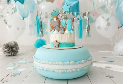 Laeacco голубой торт воздушные шары ребенок 1-й День Рождения фотография фон Индивидуальные фотографии фон для фотостудии - Цвет: Королевский синий