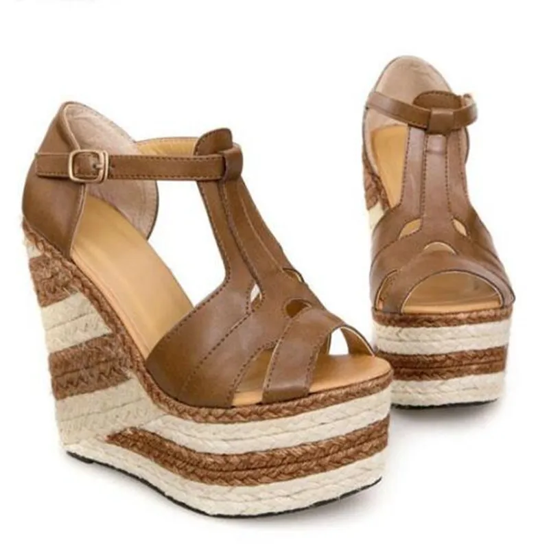 Г. Новые летние женские сандалии, обувь популярные цветные льняные босоножки на танкетке с тяжелой подошвой римские сандалии на ультравысоком каблуке