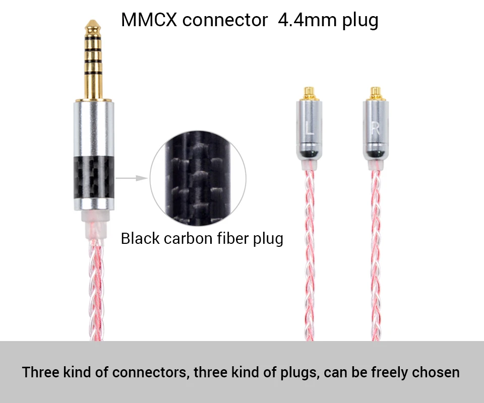 Nicehck MMCX/2Pin разъем 3,5/2,5/4,4 мм балансный 8-ядерный Медь серебро смешанные кабель для SE846 ZS10/ZS6 TFZ MaGaosi K5 ncehck HK6