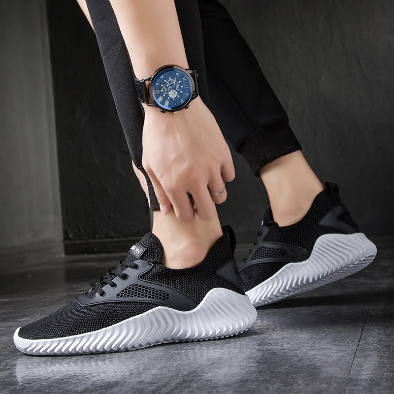 New Ultralight Men Casual Shoes Black White Gray Breathable Comfortable Men Sneakers Big Size 36-47 Male Shoes Unisex Men Flats