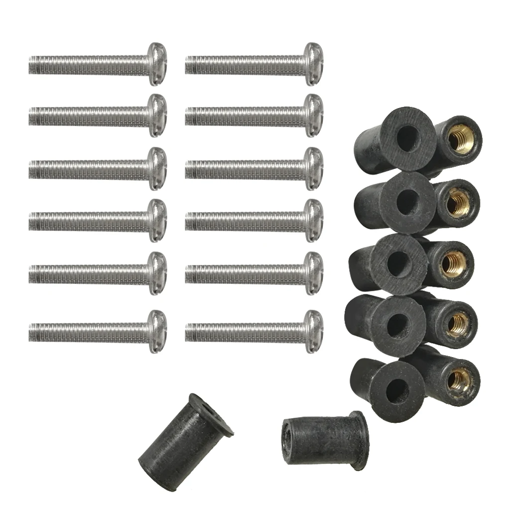 Durable 12 Pcs Marine M4/5/6 Rubber Well Nuts Kit Stainless Steel Screws for Kayak Canoe Inflatable Fishing Boat Dinghy Access