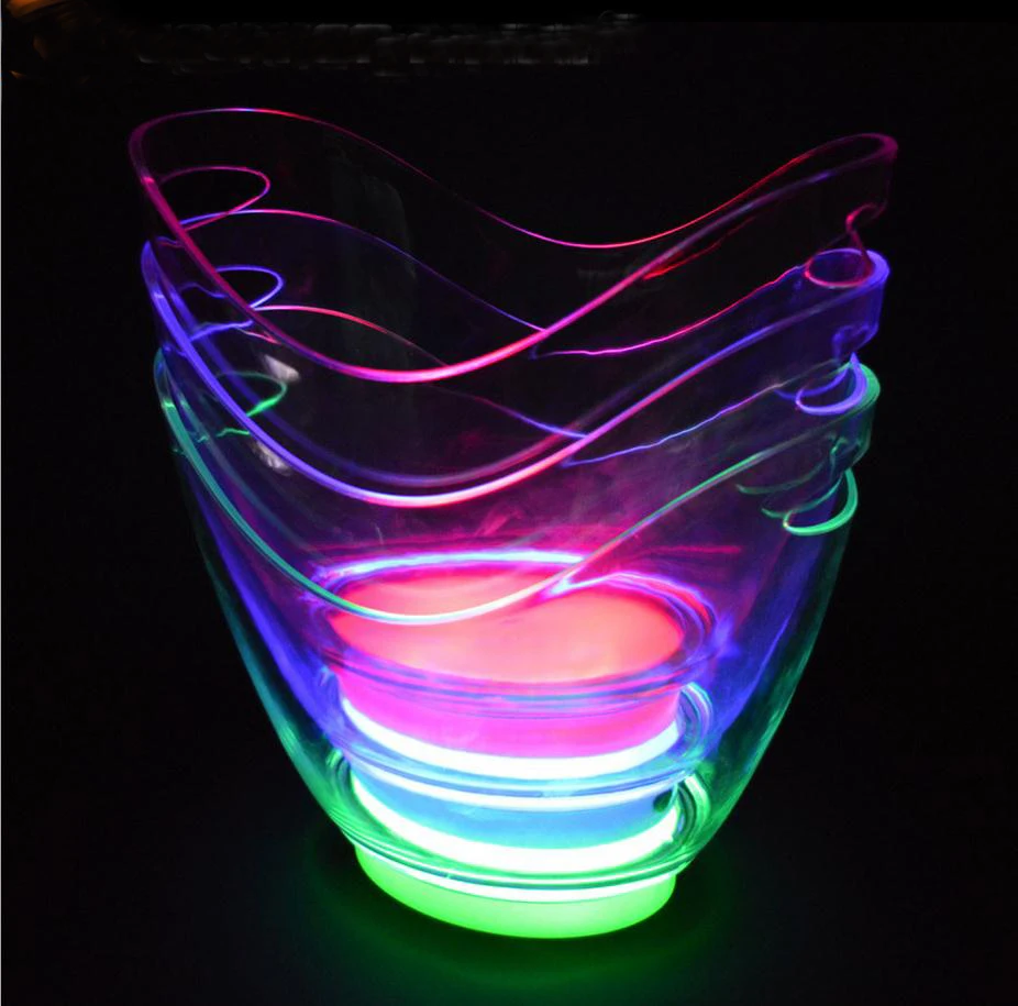 8L Bar LED Ice Buckets Acrylic Luminous Barrel Rechargeable Changing ICE Bucket Champagne Beer Plastic Ice Bucket party props 8L Bar LED Ice Buckets Acrylic Luminous Barrel Rechargeable Changing ICE Bucket Champagne Beer Plastic Ice Bucket party props