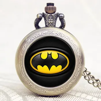 

High Quality Retro Vintage Bronze Steampunk Batman Pocket Watch Necklace Mens Jewelry Hot Selling P1149