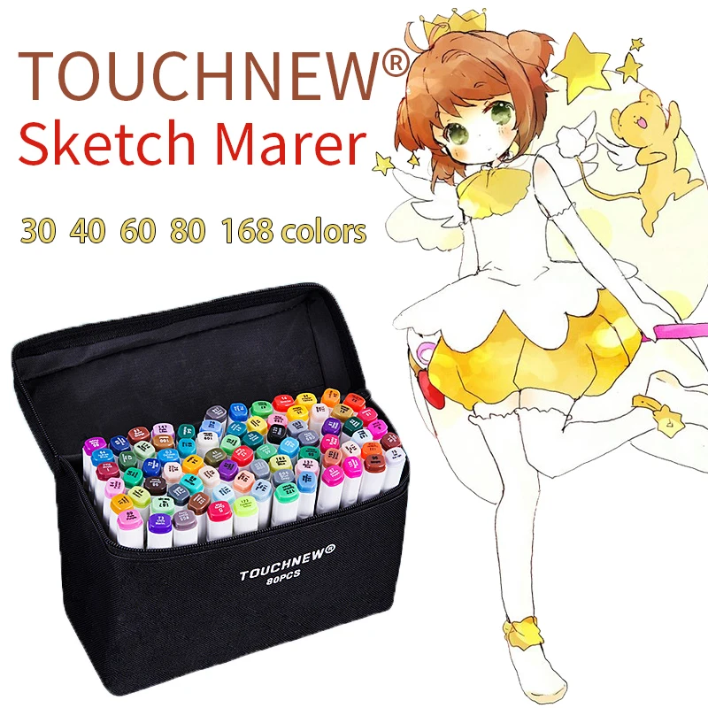 

TOUCHNEW 30/40/60/80 Color Art Markers Set Material For Drawing Alcoholic Oily Based Marker Manga Dual Headed Brush Pen