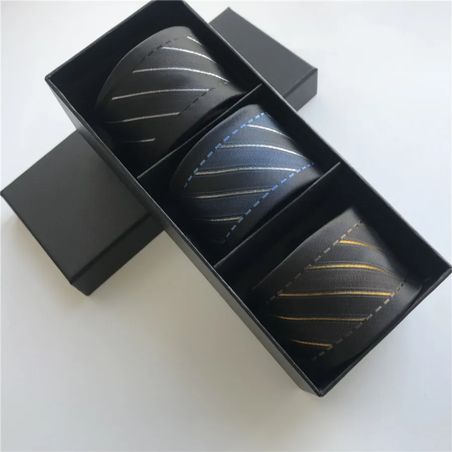 3 шт./компл. Популярные для мужчин галстук контраст узел Высокое качество сетки полосатый Галстуки с подарочной коробке