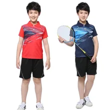 Детская спортивная рубашка для бадминтона+ шорты, одежда футболки для настольного тенниса футболка с короткими рукавами Быстросохнущий костюм для бадминтона