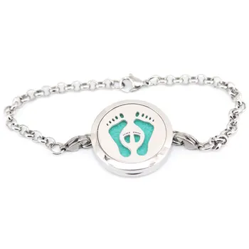 

10pcs baby feet 30mm Magnet Aromatherapy Essential Oils Stainless Steel Perfume Diffuser Locket bracelet