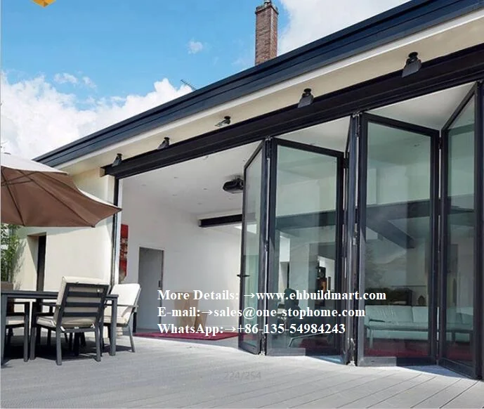 Aluminium Double Glass Folding Door for EntranceHeat Insulation Waterproof Thermal Break Aluminum F