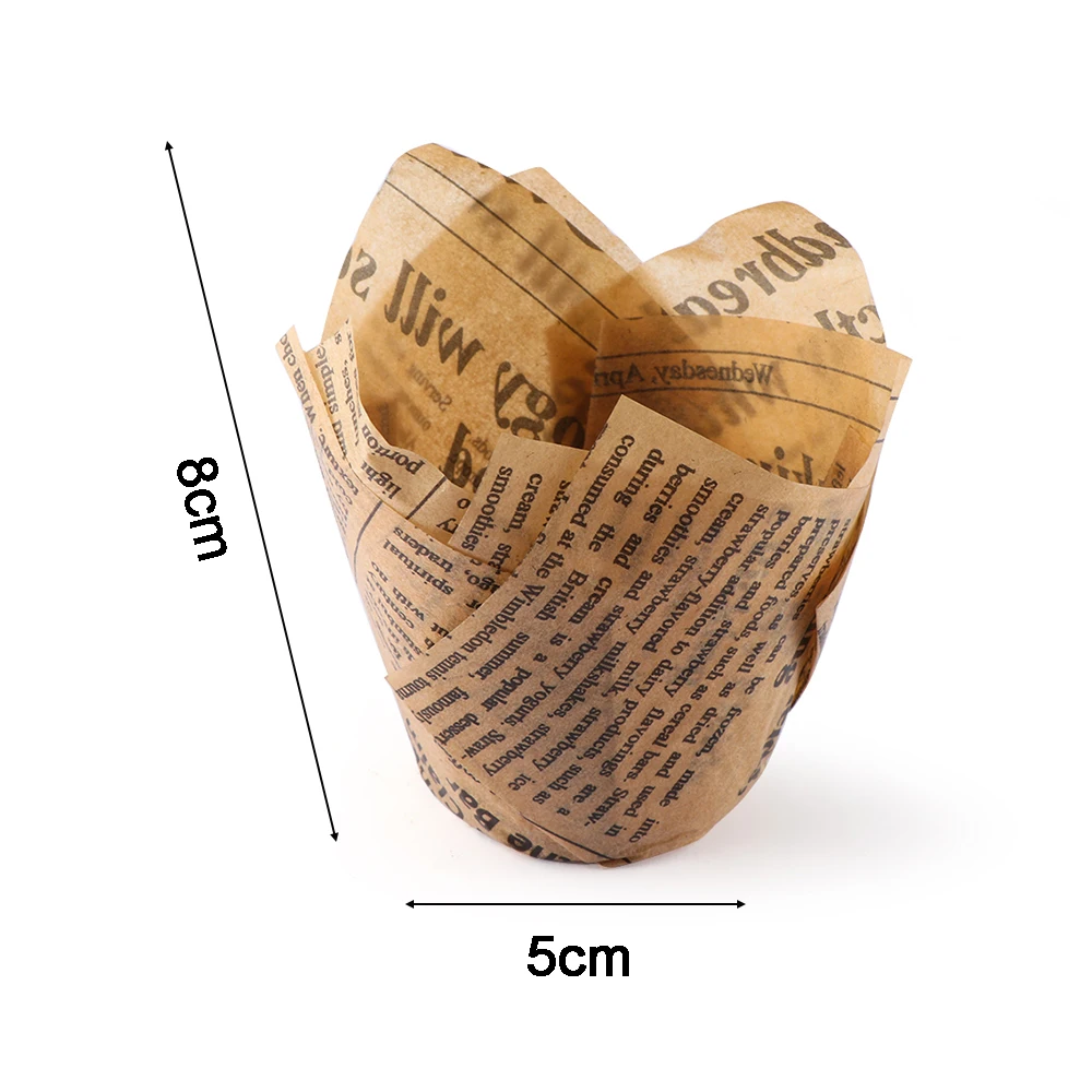 50 шт./лот, коричневые, белые вкладыши для кексов, для свадебной вечеринки, новости, бумажные инструменты для выпечки, тюльпан, Маффин, чашки, маслостойкие