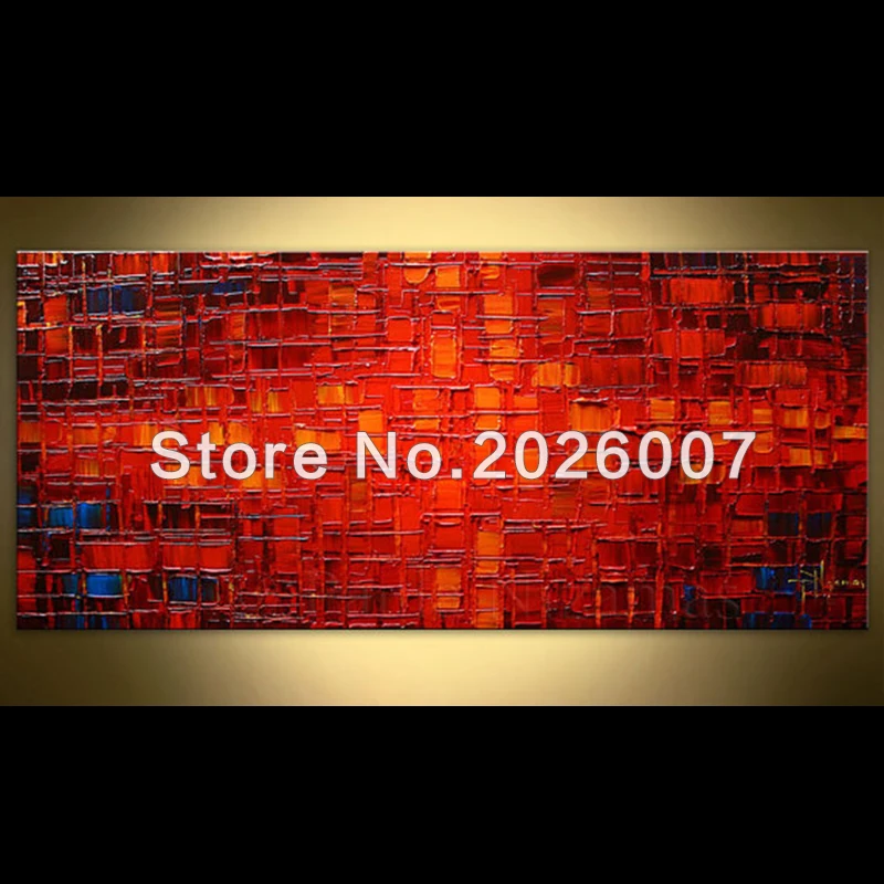 

Hand Painted Landscape Original Red Abstract Painting Thick Palette Knife Oil Painting On Canvas Modern Home Decoration Fine Art